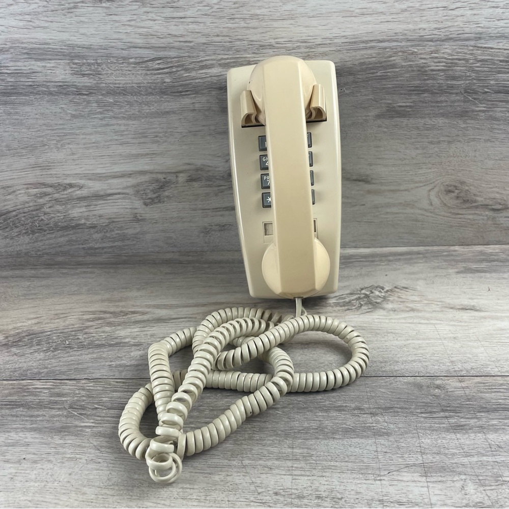 Western Electric Tan 2554BMP Push Button Wall Mount Phone Vintage
